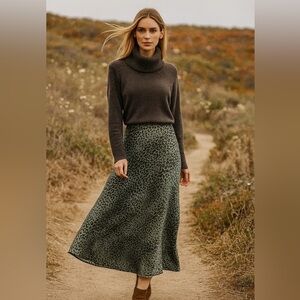 J JILL Animal Print A-Line Midi Skirt size Small